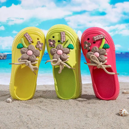 Női ortopédiai 3D virágdekorációs platformos klumpa papucs lábboltozat-támasztással