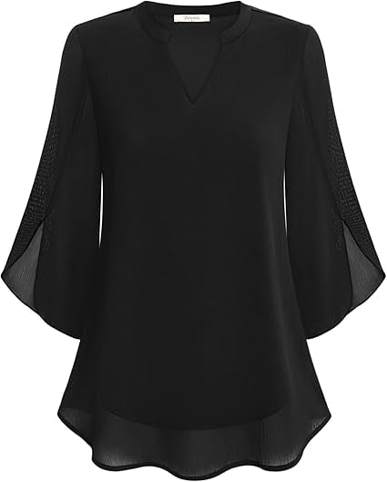 Tüllbluse mit Spitzenvolant