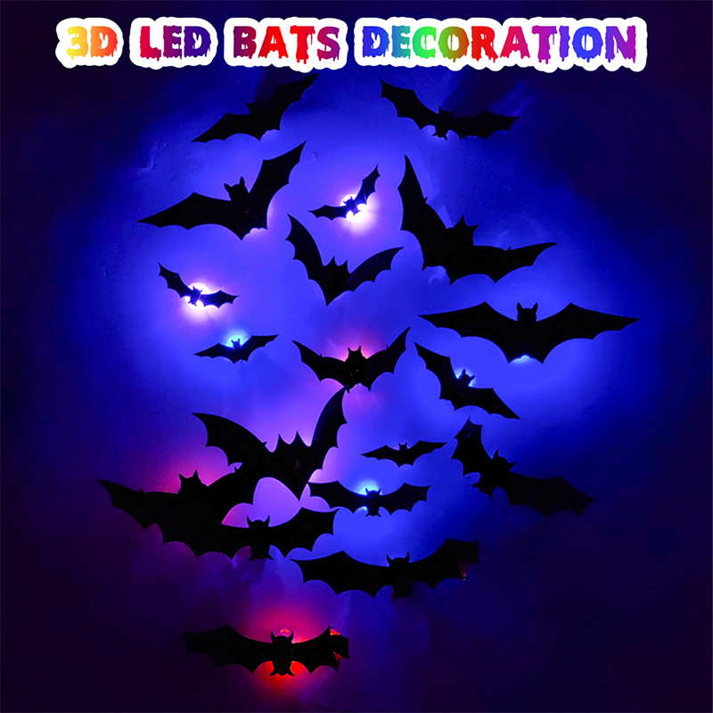 🦇Halloween 3D világító denevérek