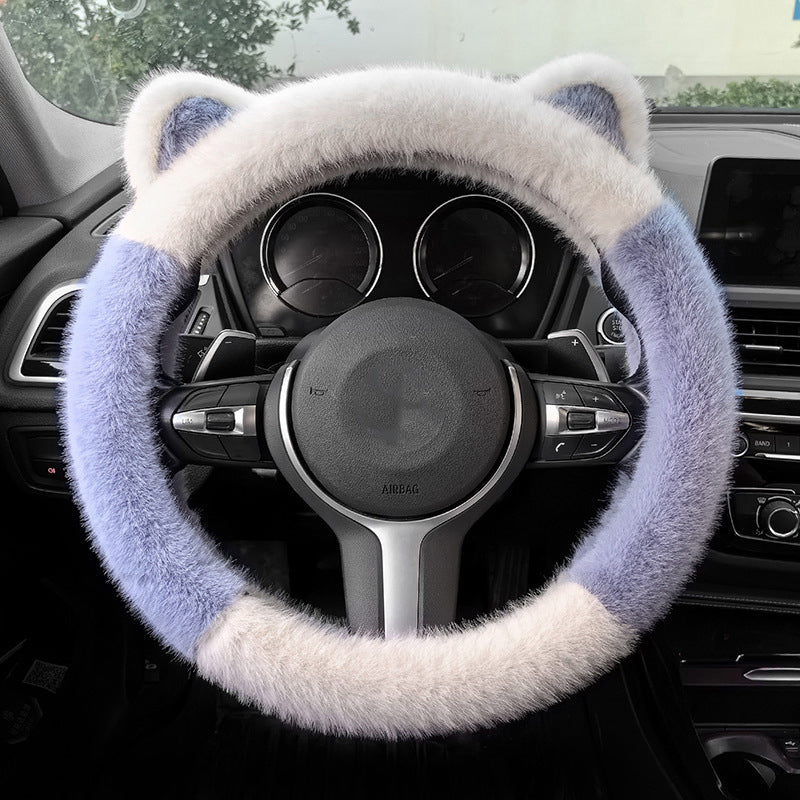 ⏰ Korlátozott ideig érvényes ajánlat 🚗 Univerzális, csúszásmentes, puha, plüss kormánykerék-borítás macskafülek formájában