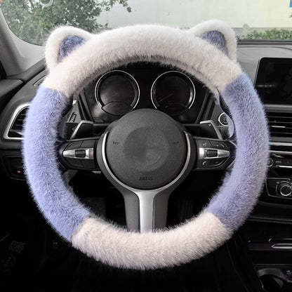 ⏰ Korlátozott ideig érvényes ajánlat 🚗 Univerzális, csúszásmentes, puha, plüss kormánykerék-borítás macskafülek formájában